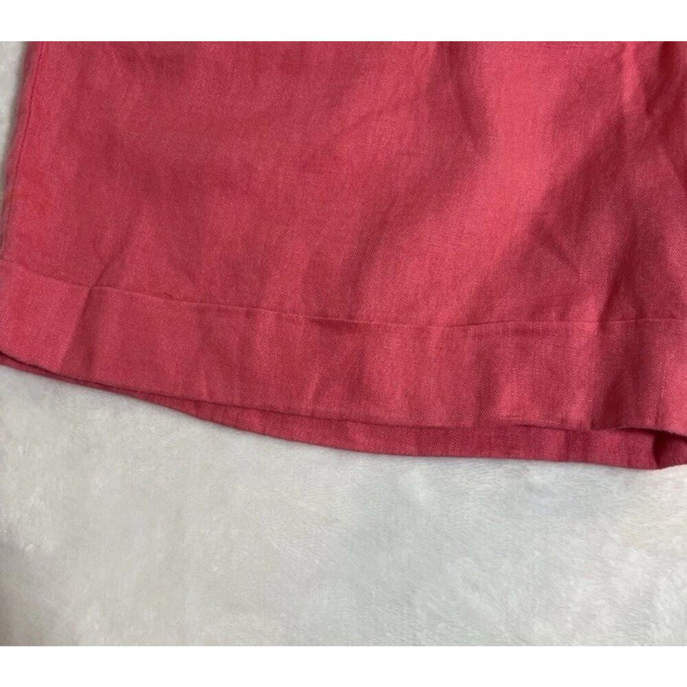 Boden Sz 8 Pink Linen Pleat Front Shorts Cuffed 6” Inseam Preppy Beachy Classic - Picture 3 of 16